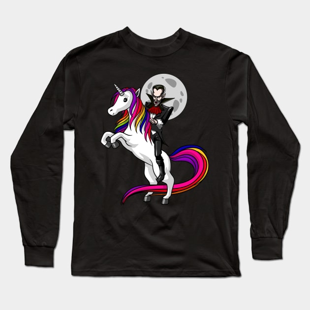 Vampire Riding Unicorn Long Sleeve T-Shirt by underheaven